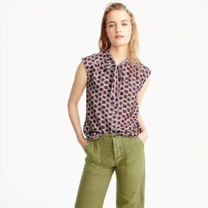 J. Crew Tie Neck Chainlink Silk Blouse 2